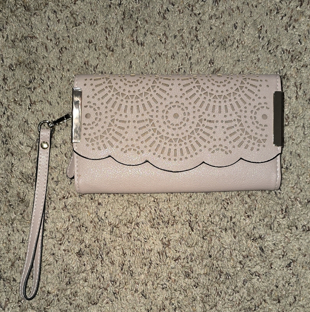 Call It Spring Light Pink Cutout Clutch with Wristlet